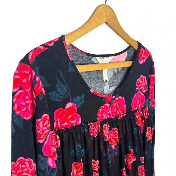 MATILDA JANE Winter Blooms Babydoll Layered Long Sleeve Tunic Blouse - Picture 4 of 11